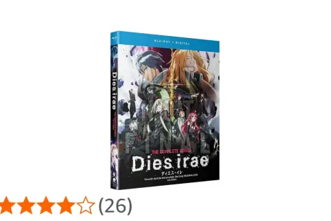 Pudełko Blu-ray z anime Dies irae, przedstawiające grupę postaci w mrocznym, fantastycznym stylu.