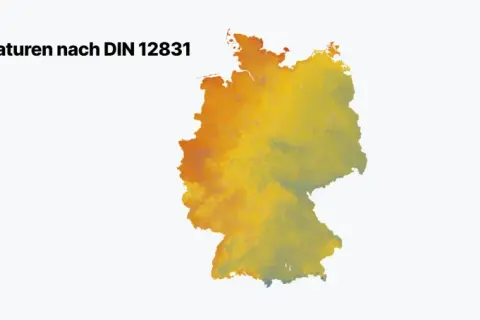 Klimakarte Deutschlands mit Norm-Außentemperaturen nach DIN 12831, wichtig für die heizlastberechnung.