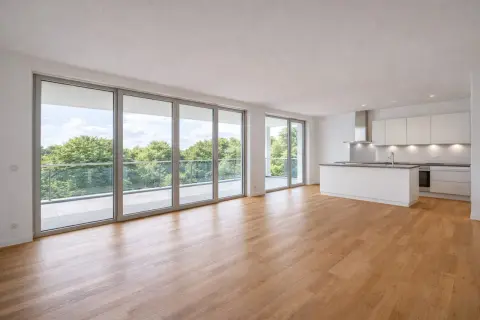 Helle, moderne Wohnung mit großem Balkon und offener Küche. Ein Traum für jeden Makler, der eine Vermietung anstrebt.