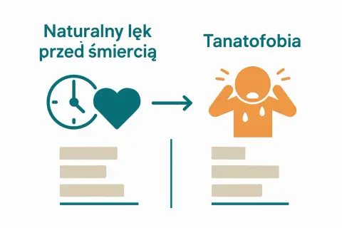 Naturalny lęk przed śmiercią ewoluuje w tanatofobię, objawiającą się paniką i stresem.