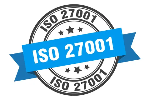 Certyfikat ISO 27001, symbol bezpieczeństwa informacji.