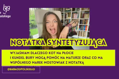 Kobieta z wywieszonym językiem, tworząca notatka syntetyzująca o kocie na płocie i kundlu bury.