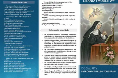 Litania do św. Rity, patronki od trudnych spraw, z modlitwą i ciekawostkami o jej życiu.