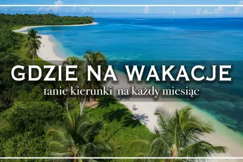 Rajska plaża z palmami i turkusową wodą. Szukasz pomysłu, gdzie tanio na wakacje za granicę?
