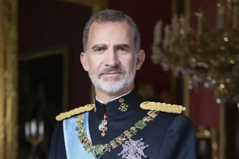 Felipe VI, Rey de España, luce con orgullo los títulos y condecoraciones de su investidura.