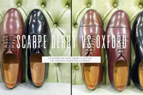 Scarpe uomo: confronto tra derby e oxford in pelle marrone e nera. Eleganza senza tempo per ogni occasione.