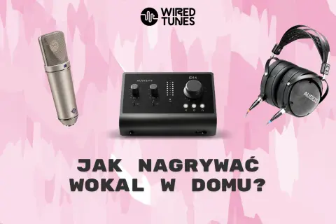 Profesjonalny mikrofon, interfejs audio i słuchawki do nagrywania wokalu w domu.