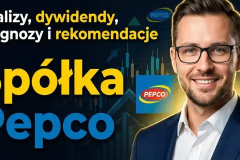 Analiza spółki Pepco: prognozy, dywidendy i rekomendacje. Mężczyzna w garniturze z logo Pepco.