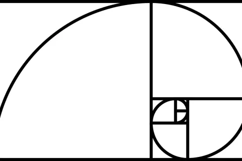 Une représentation graphique de la **spirale d'or**, construite à partir de carrés de tailles successives.