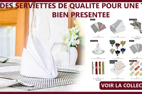 Serviettes de table de différentes tailles et styles, pour une table bien présentée.