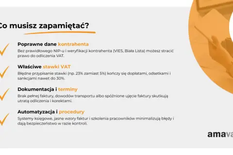 Prawidłowe dane kontrahenta i stawki VAT na fakturze od zagranicznego kontrahenta z polskim VAT to klucz do uniknięcia kar.