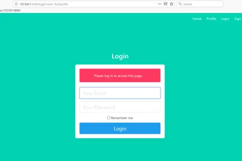 Page de connexion pour l'authentification Flask. Entrez votre email et mot de passe pour accéder à votre profil.