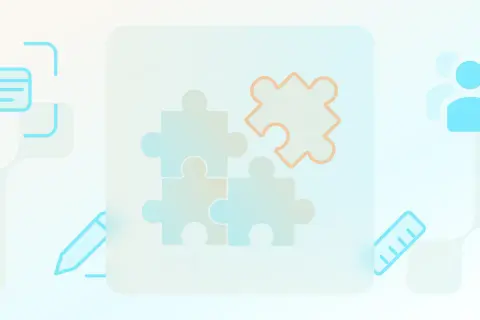 Grafika przedstawia układankę z puzzli, symbolizującą tworzenie **micro saas**. Obok znajdują się ikony notatki, ołówka, linijki i grupy ludzi, sugerujące proces planowania, tworzenia i współpracy.