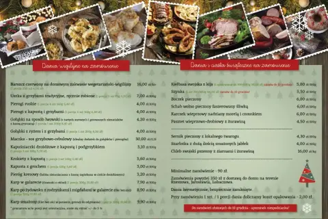 Menu wigilijne na zamówienie: barszcz, pierogi, gołąbki, karp i inne dania. Zamówienia świąteczne na wigilię.