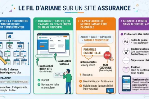 Le fil d'Ariane, essentiel pour la navigation sur un site d'assurance, guide l'utilisateur à travers la structure.