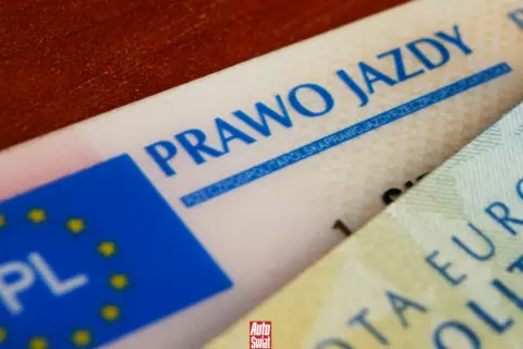 Zgubiony dowód rejestracyjny przed przerejestrowaniem. Widoczne fragmenty prawa jazdy i dokumentu z UE.