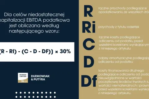 Wzór na kapitalizację EBITDA podatkową: ((R-RI)-(C-D-DF)) x 30%. Poznaj znaczenie poszczególnych elementów tego wzoru, w tym przychodów i kosztów.