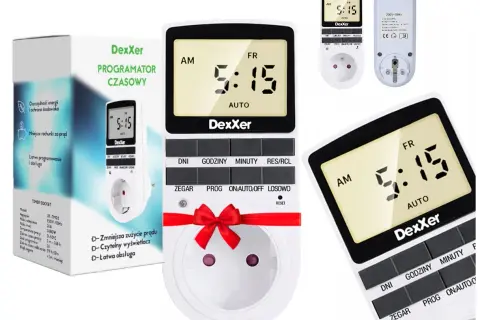 Programator czasowy Dexxer ułatwia ustawienie timer czasowy. Zapisz rachunki za prąd i ciesz się łatwą obsługą.