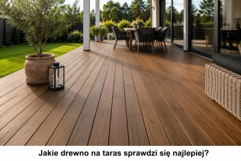 Piękny, drewniany taras z meblami ogrodowymi. Zastanawiasz się, jakie drewno na taras sprawdzi się najlepiej?