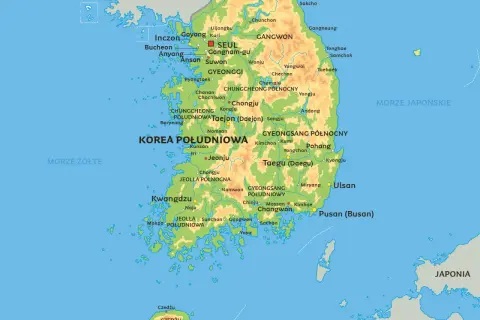 Gdzie jest Seul? Na mapie Korei Południowej, stolica Seul znajduje się na północnym zachodzie, blisko granicy z Koreą Północną.
