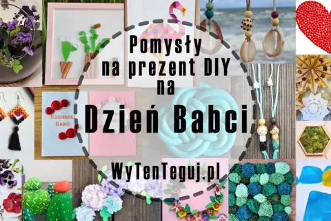Pomysły na prezent DIY na Dzień Babci: kartka z guzików, biżuteria, ozdoby z mchu i kwiatów.