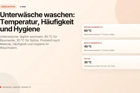 Tipps zum Unterhosen waschen: weiße Baumwolle bei 60°C, bunte bei 40°C, Spitze bei 30°C. Hygiene im Waschsalon.