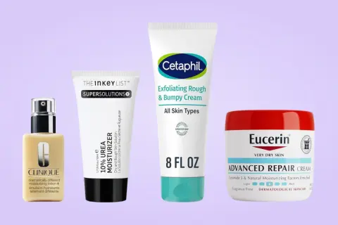 Zestaw kosmetyków do pielęgnacji skóry: Clinique, The Inkey List, Cetaphil i Eucerin. Wśród nich kremy i emulsje, w tym cremobaza.