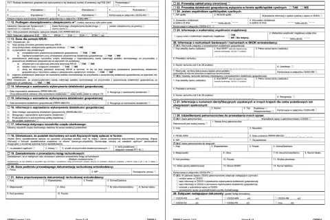 Formularz CEIDG-1, sekcja 22. dotyczy prowadzenia działalności gospodarczej w formie spółki cywilnej.