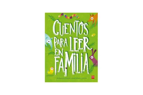 Libro "Cuentos para leer en familia" con animales coloridos. Ideal para compartir historias y crear recuerdos.