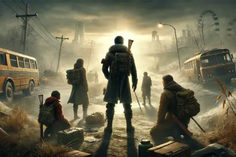 Grupa ocalałych w postapokaliptycznym świecie, szukająca drogi. Może to być inspiracja do gry Metro Exodus solucja.