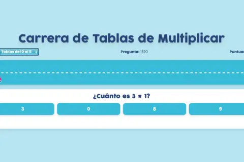 Carrera de Tablas de Multiplicar: ¿Cuánto es 3 x 1? Elige la respuesta correcta para avanzar en la carrera.