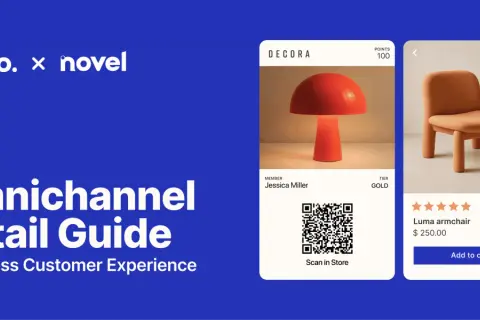 Yotpo i Novel prezentują przewodnik po handlu omnichannel, który zapewnia płynne doświadczenie klienta. Widoczna lampa i fotel.