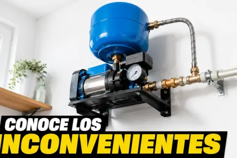 Sistema de bombeo con tanque azul y manómetro. Aprende qué es presostato y su función en este equipo.