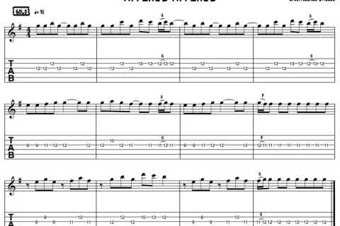Notenblatt mit Gitarrentabulatur für "Applaus Applaus" von Sportfreunde Stiller. Zeigt die Noten für einige der besten Gitarrensolos.