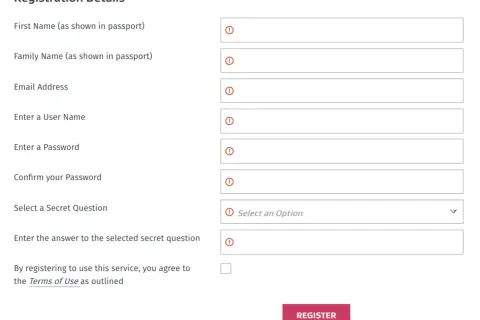 Formularz rejestracji wh: imię, nazwisko, email, nazwa użytkownika, hasło, potwierdzenie hasła, pytanie pomocnicze i odpowiedź.