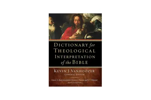Okładka książki "Dictionary for Theological Interpretation of the Bible" z malarskim przedstawieniem biblijnym.