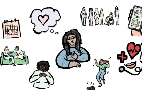 Der Megatrend Gesundheit: Menschen denken über Liebe nach, tanzen, treffen sich und kümmern sich um ihr Wohlbefinden.