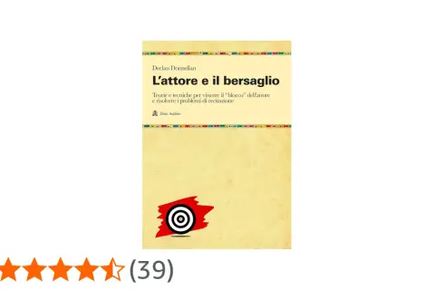 Copertina del libro "L'attore e il bersaglio" di Declan Donnellan, con un bersaglio stilizzato.