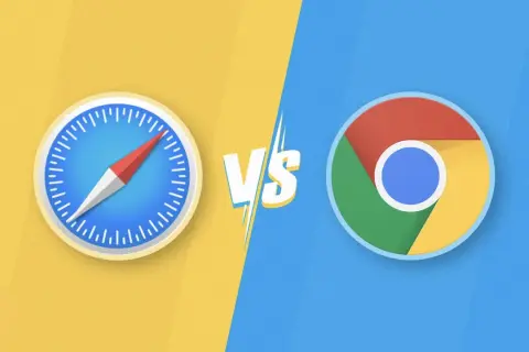 Logo Safari i Chrome, symbolizujące rywalizację przeglądarek internetowych. Które safari windows wybierzesz?