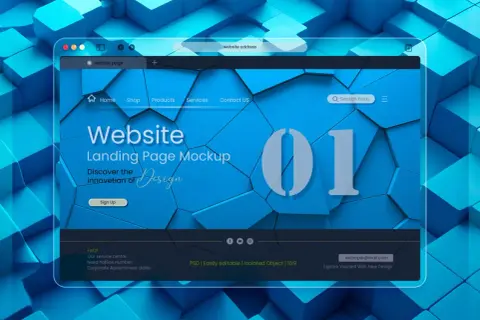 Nowoczesny mockup landing page, idealny dla twórców szukających darmowych polskich szablonów WordPress.