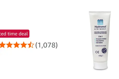 Tuba Hydromol Ointment, 100g, z oceną 4.5/5 gwiazdek, idealna dla skóry suchej, z egzemą i łuszczycą. Poldermin to świetny wybór.