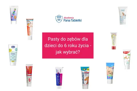 Kolekcja past do zębów dla dzieci, niektóre z nich zawierają fluorek sodu, pomagając w wyborze odpowiedniej dla maluchów.