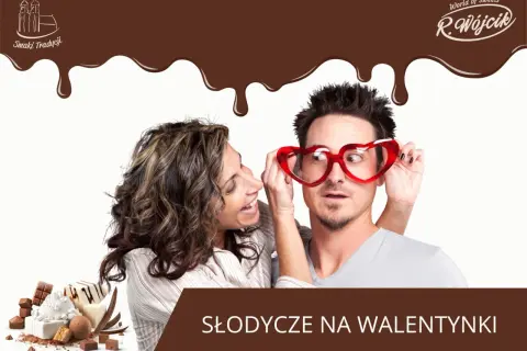 Para przygotowuje się do Walentynek, otoczona pysznymi słodyczami. Ona zakłada mu okulary w kształcie serca, a on patrzy zaskoczony.