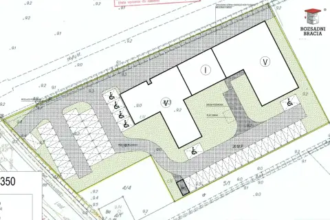 Projekt zagospodarowania terenu pod dom wielorodzinny z parkingiem, placem zabaw i drogą pożarową.
