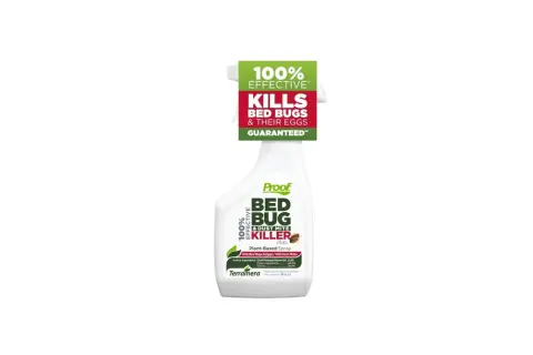 Proof Bed Bug & Dust Mite Killer spray, guaranteed to eliminate acaros en la cama and their eggs.