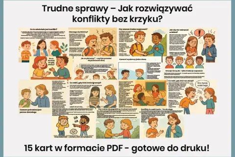 Ilustracje przedstawiają dzieci i młodzież w różnych sytuacjach konfliktowych, uczące się rozwiązywać problemy bez krzyku. Tematy tabu, takie jak kłótnie i obrażanie, są tu przedstawione w przystępny sposób.