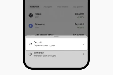 Jak wpłacić pieniądze na PayPal? Wybierz opcję "Deposit" (Wpłata), aby zasilić konto gotówką lub kryptowalutami.