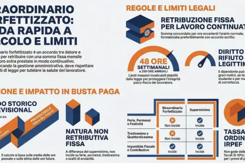 Guida rapida a calcolo e limiti dello straordinario forfettizzato. Limiti legali e impatto in busta paga, con focus sulle ore di permesso.