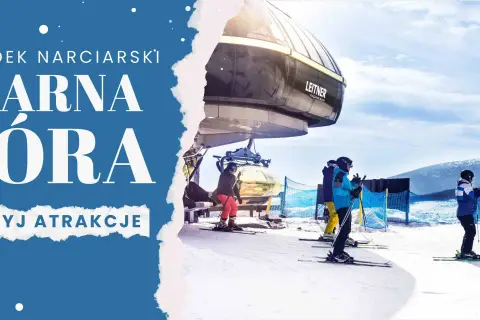 Odkryj atrakcje Czarnej Góry! Narciarze czekają na wyciąg, by cieszyć się zimowymi sportami na stoku.