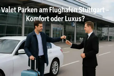 Mann übergibt Schlüssel für Valet Parken am Flughafen Stuttgart. Komfort oder Luxus?